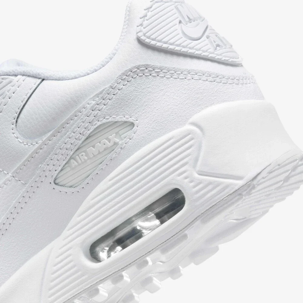 Nike Air Max 90 HF6358-102 Sneakers Kids 4.5 White Leather Casual Shoes RHS9308